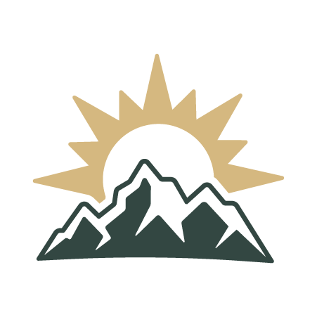 The West Valley Golf Cars logo, showing a sun rising behind green mountain peaks, with a clean and minimalistic design.