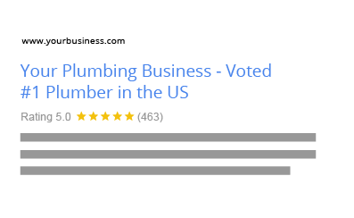 Mockup of Google search result for a plumbing business