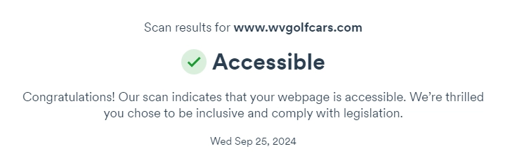 Screenshot of accessibility pass message