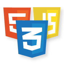 Stack of logos for HTML, CSS, and JavaScript.