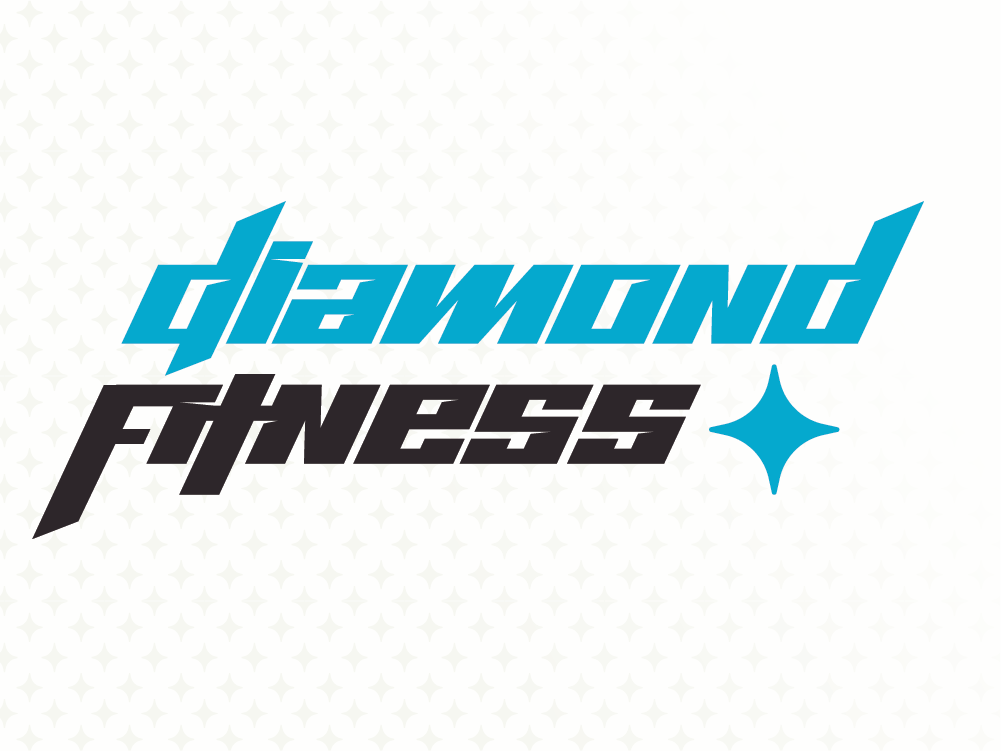 Diamond Fitness full logo in vibrant blue and black with a dynamic star icon, embodying the brand's bold and energetic character.