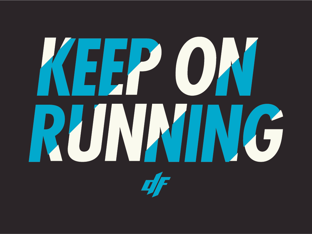 Diamond Fitness slogan 'Keep on Running' in a bold and striking font, emphasizing the brand's energy and focus on endurance.