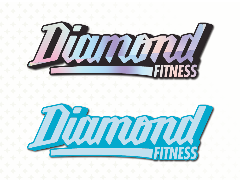 Diamond Fitness logo in two color variations, including a gradient design, showcasing the brand’s adaptability and vibrant appeal.