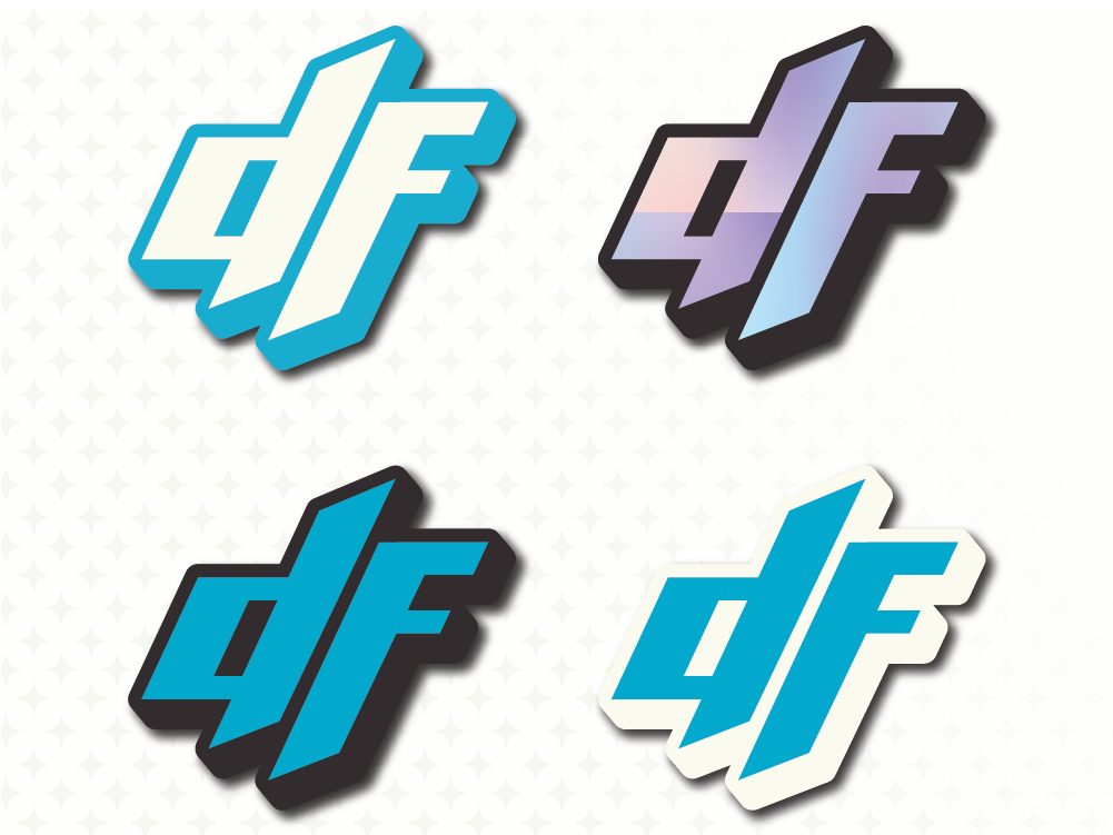 Four versions of the Diamond Fitness logo featuring variations in color schemes and design styles, emphasizing the brand's dynamic and versatile identity.