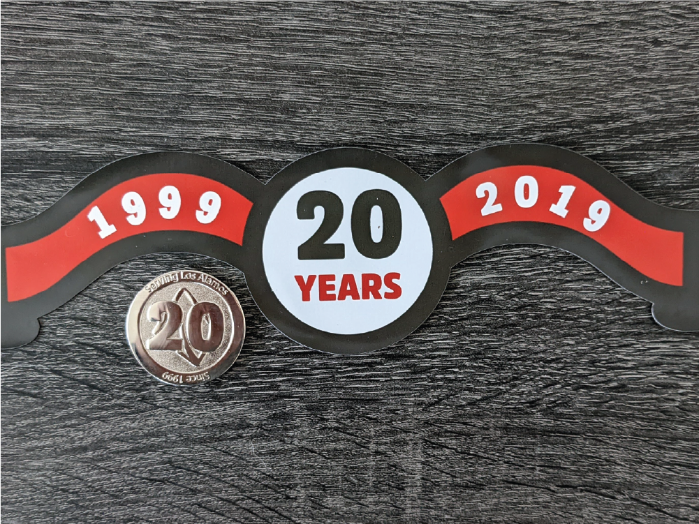 20th anniversary banner magnet and custom Anniversary Challenge coin.